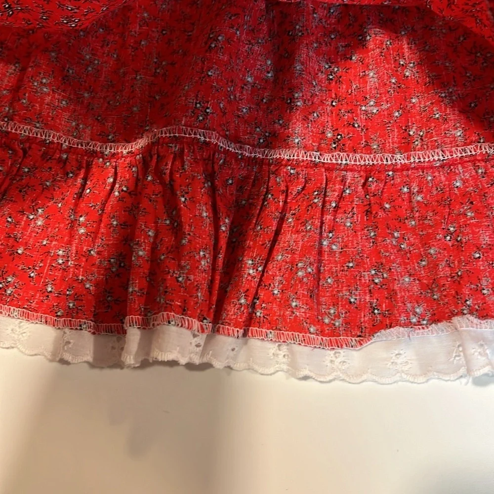 Lil Airess -‎ 2T, red and navy calico print vintage dress